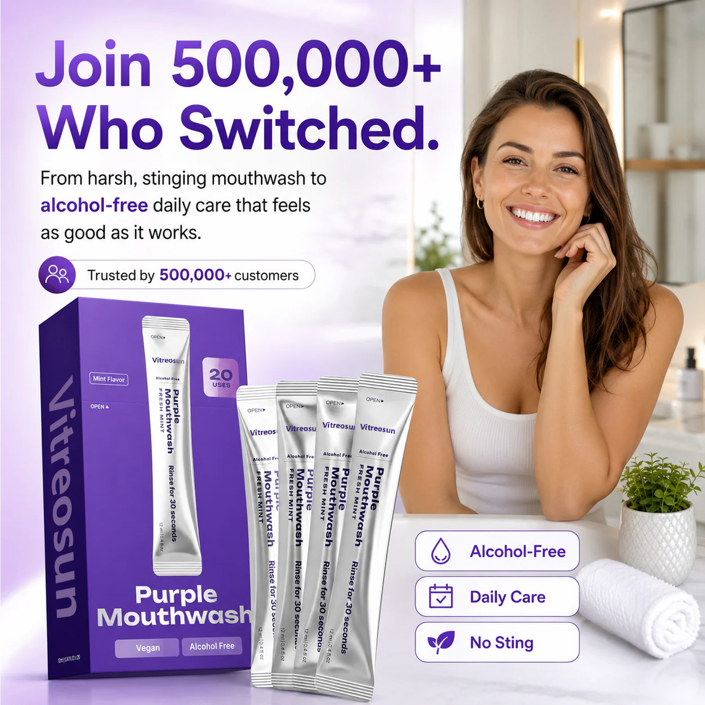 Purple Color-Correcting Mouthwash - Teeth Whitening